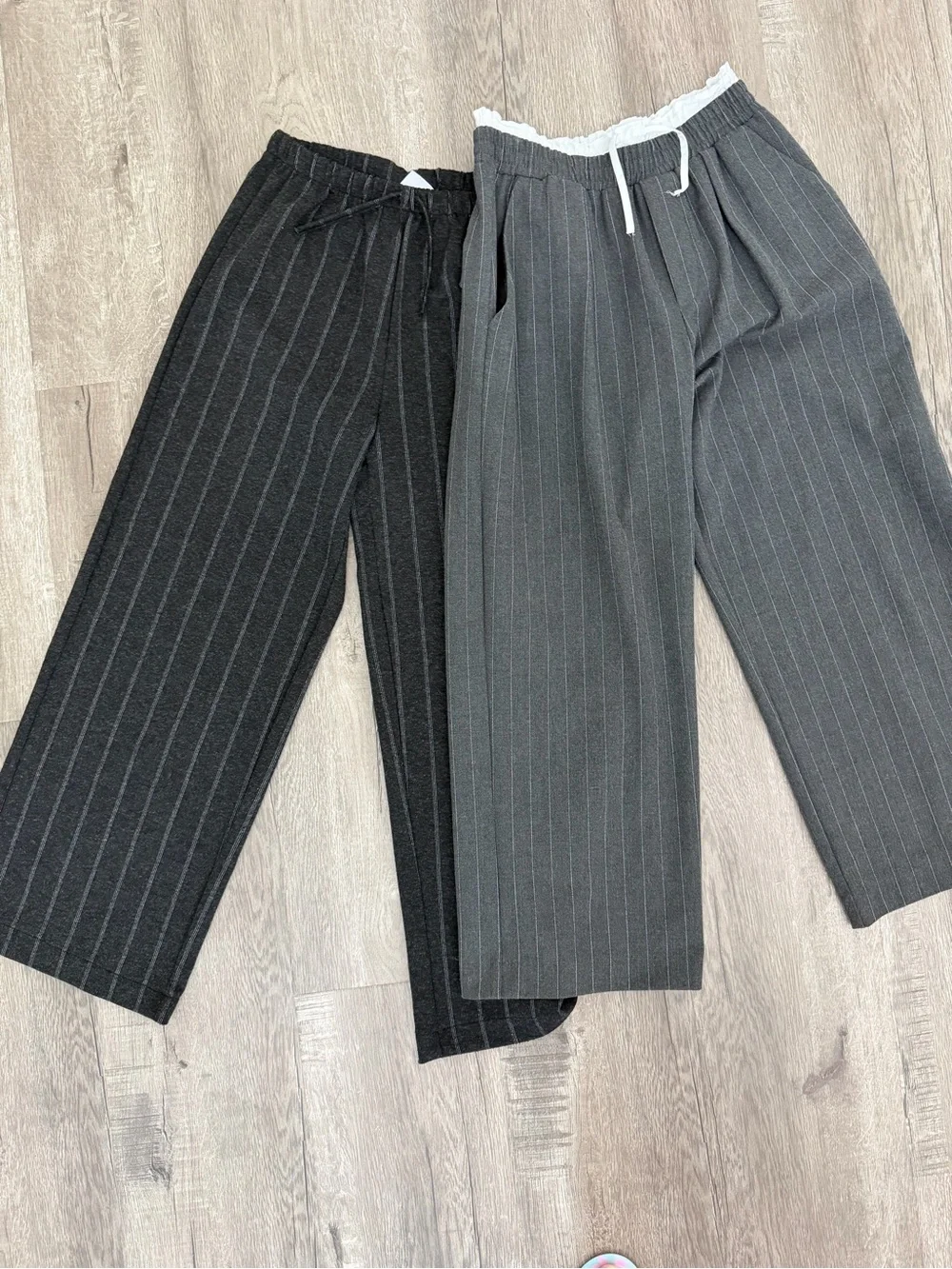 Zara Pinstripe Wide-Leg Bundle  Kids Bottoms - Black & Gray